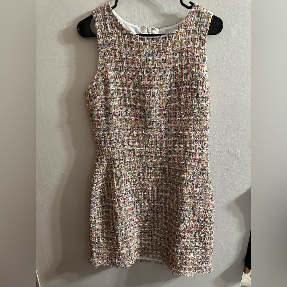 Rainbow Tweed A-Line Dress